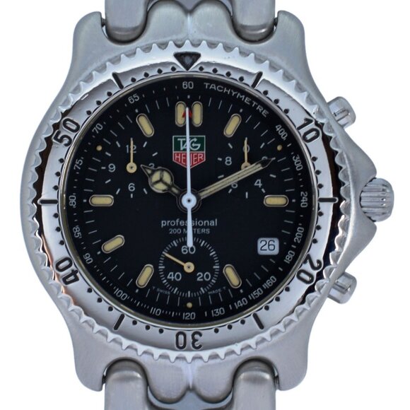 Men's 38mm Tag Heuer SEL Professional Chronograph Black Dial Watch CG1110-0! - Picture 2 of 10